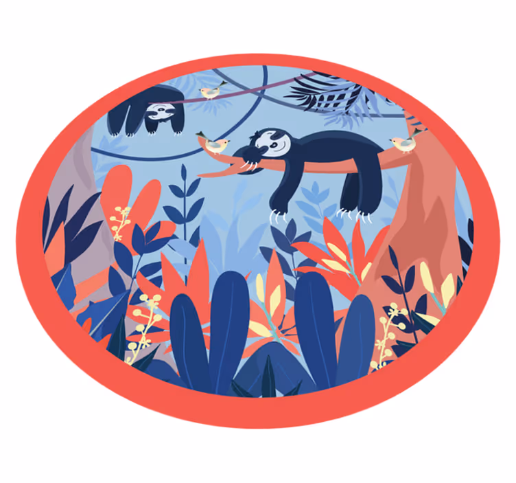 Sloth Jungle Scene animal print rug - TenStickers