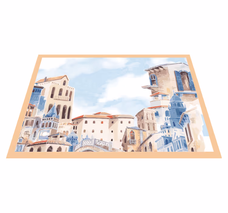 Coastal Cityscape bedroom carpet - TenStickers