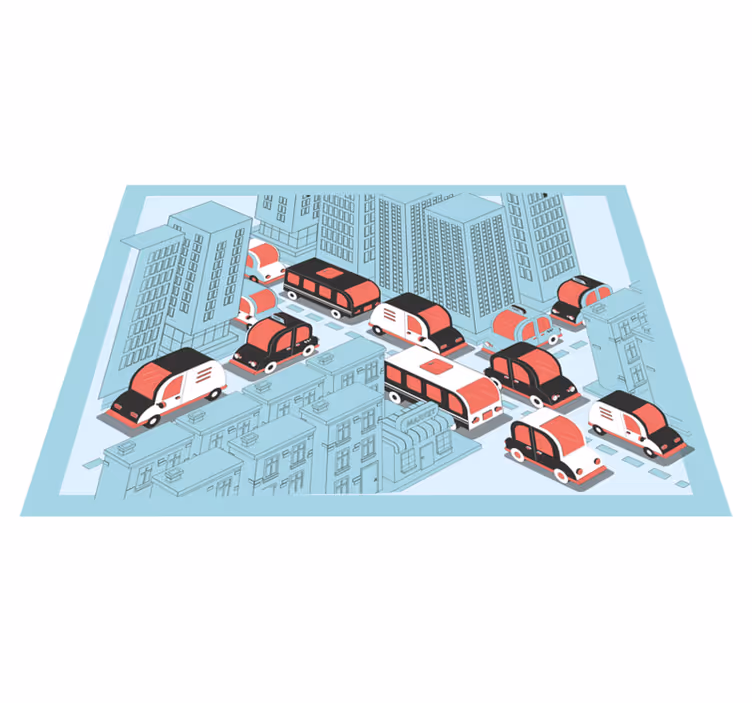 City Traffic Scene road map rug - TenStickers