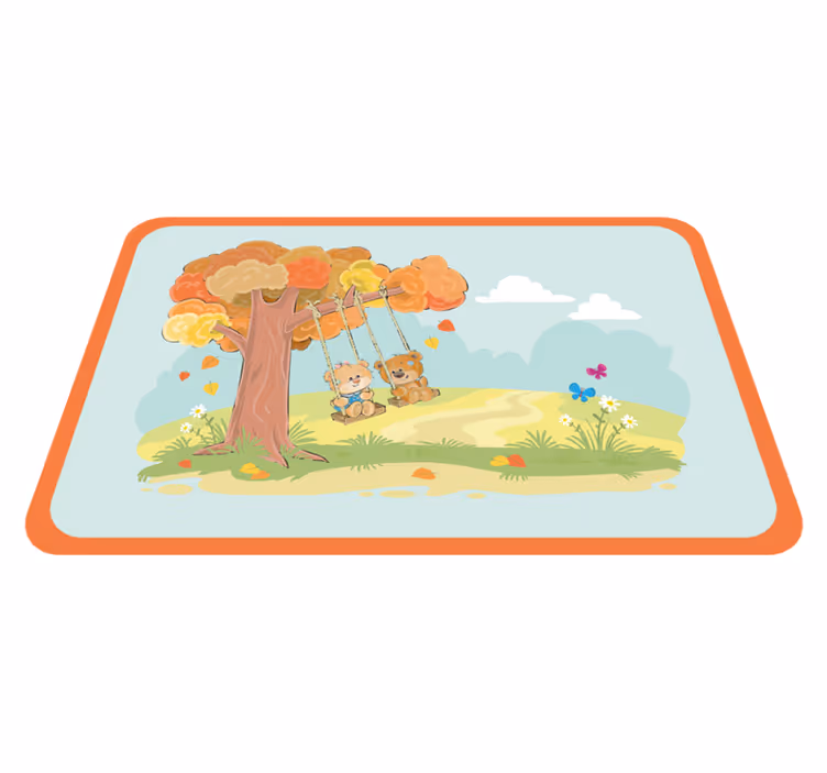 Baby bears on swings kids carpet - TenStickers