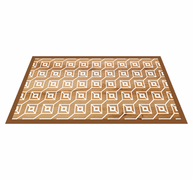 Geometric Motifs wood effect rug - TenStickers