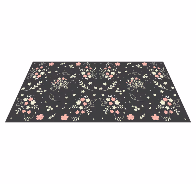 Little pink white flowers on dark floral rug - TenStickers