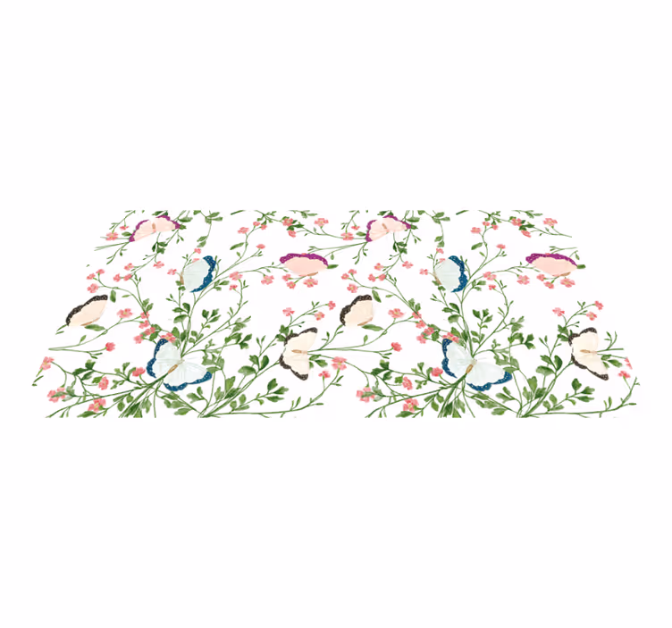 Butterfly Pattern floral rug - TenStickers