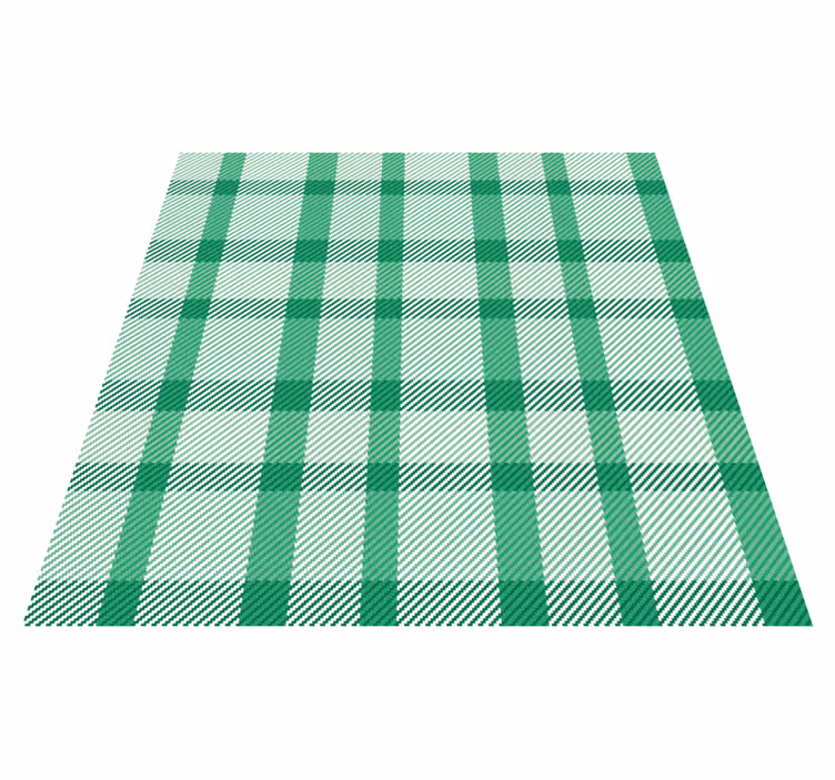 Green and white plaid pattern square vinyl rug - TenStickers