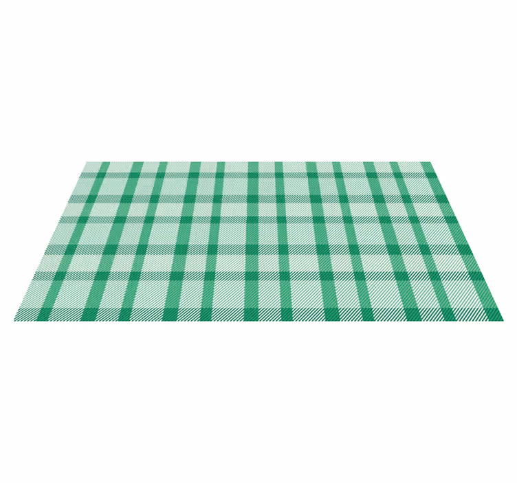 Green and white squares pattern rectangular rug - TenStickers