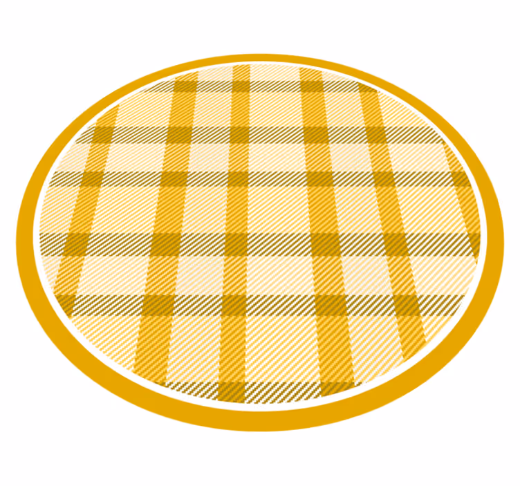 Yellow Plaid Print circular rug - TenStickers