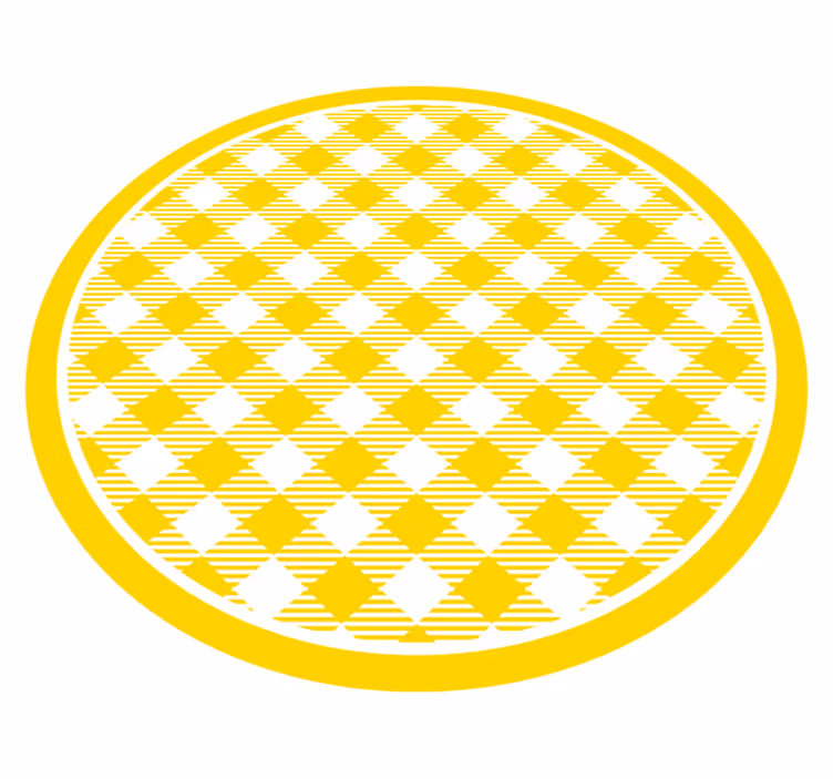 White and yellow patterned squares circular rug - TenStickers