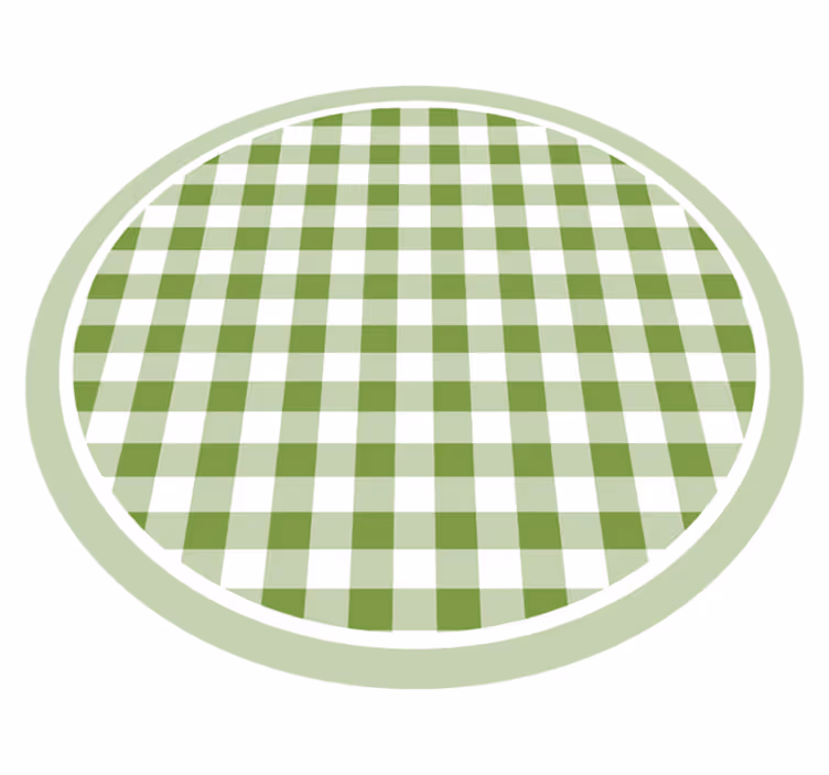 Green Checkered Motif circular rug - TenStickers