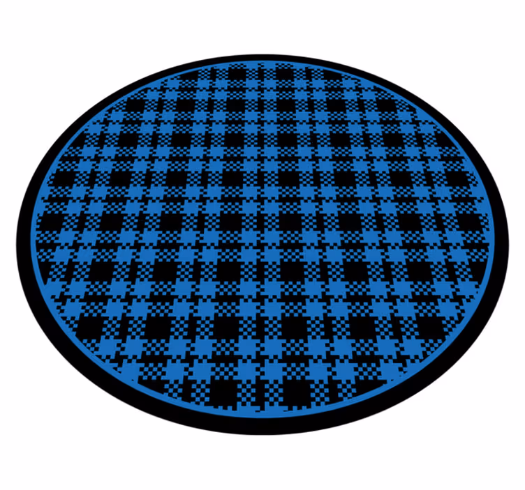 Checked Composition circular rug - TenStickers