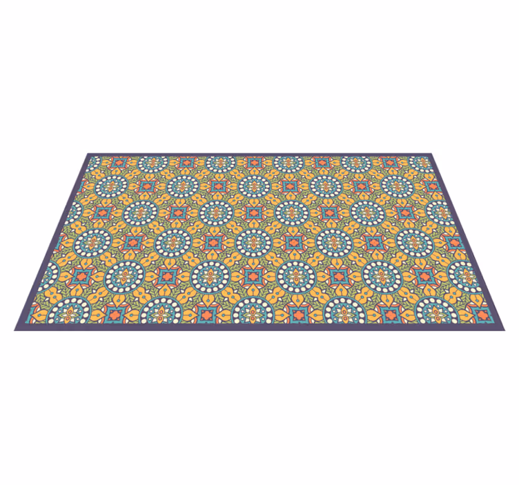 Colorful yellow composition mosaic rug - TenStickers