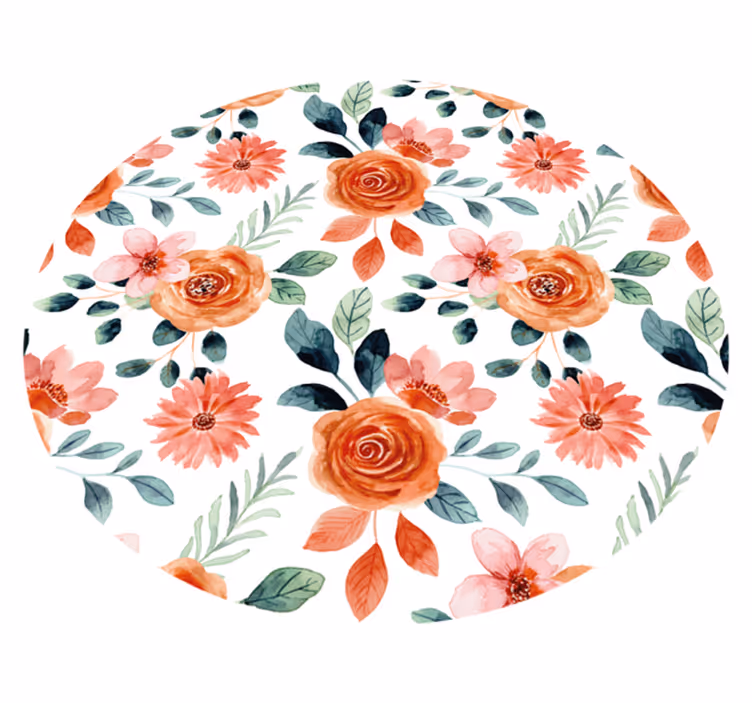 Floral Blossom Circle entrance hall rug - TenStickers