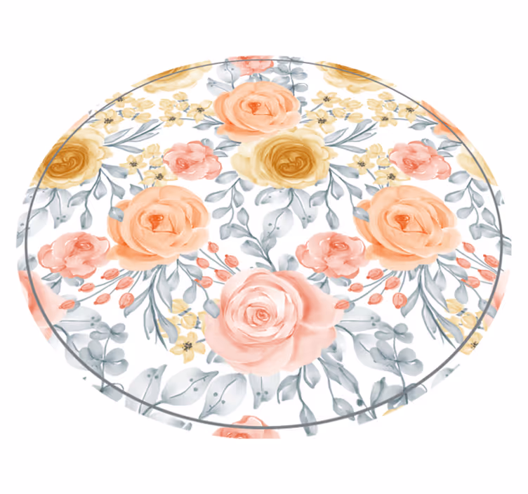 Flourishing Botanical Motifs circular rug - TenStickers