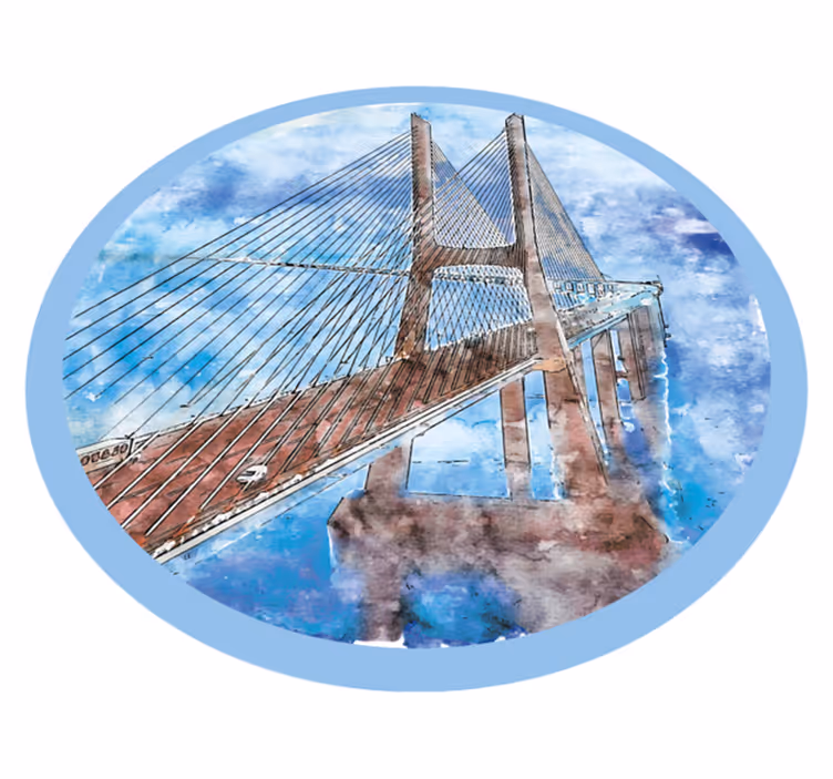 Bridges Over Water circular rug - TenStickers