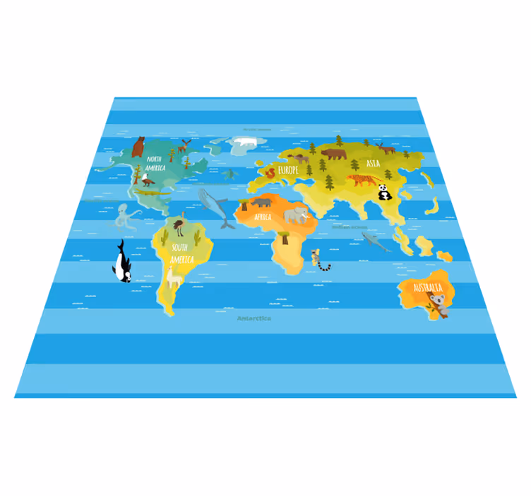 Map rug blue striped design - TenStickers