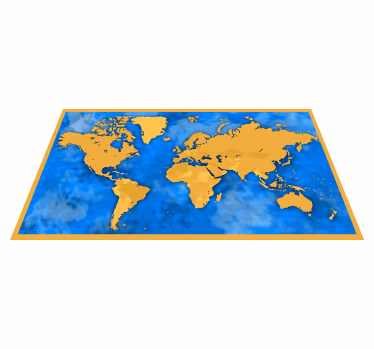 Golden and blue map map rug - TenStickers