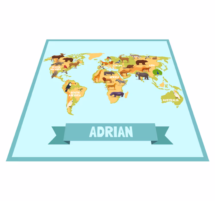 Fauna design with name custom floor mat - TenStickers