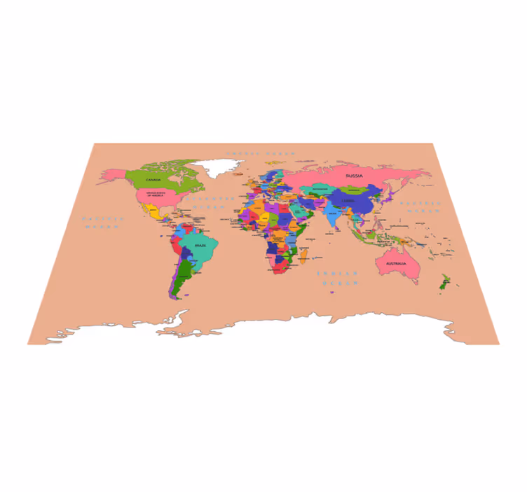 Map rug in beige overview - TenStickers