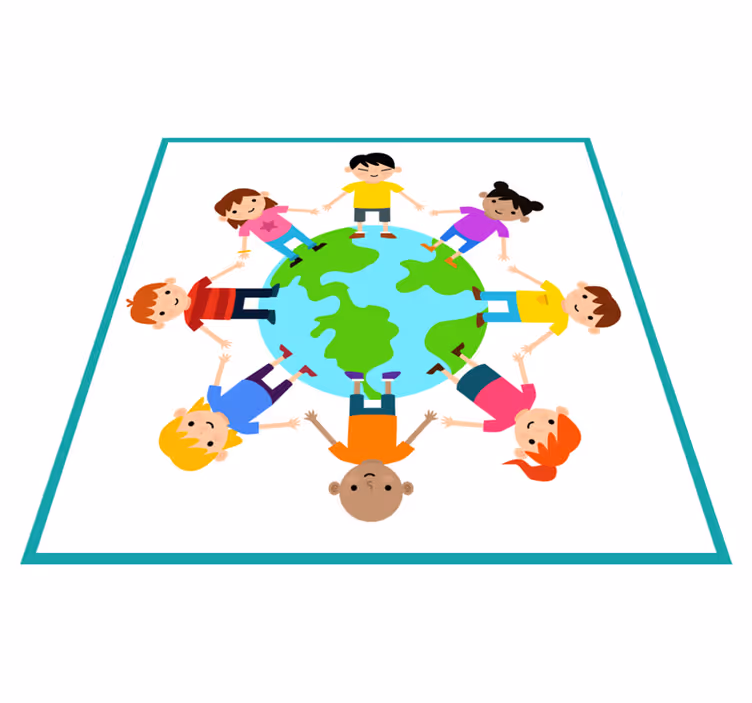 World holding hands kids rug - TenStickers
