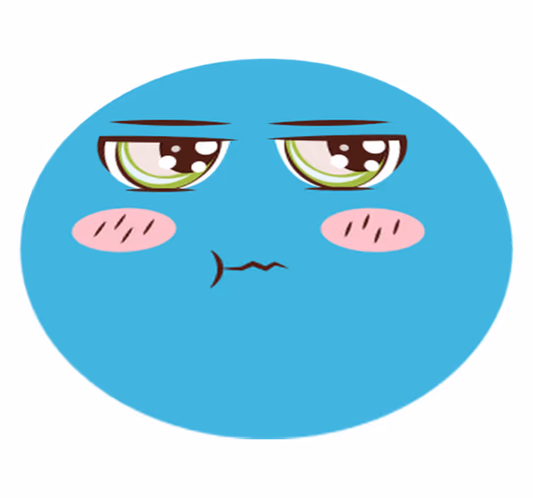 Blue cartoon face with green eyes bedroom rug - TenStickers