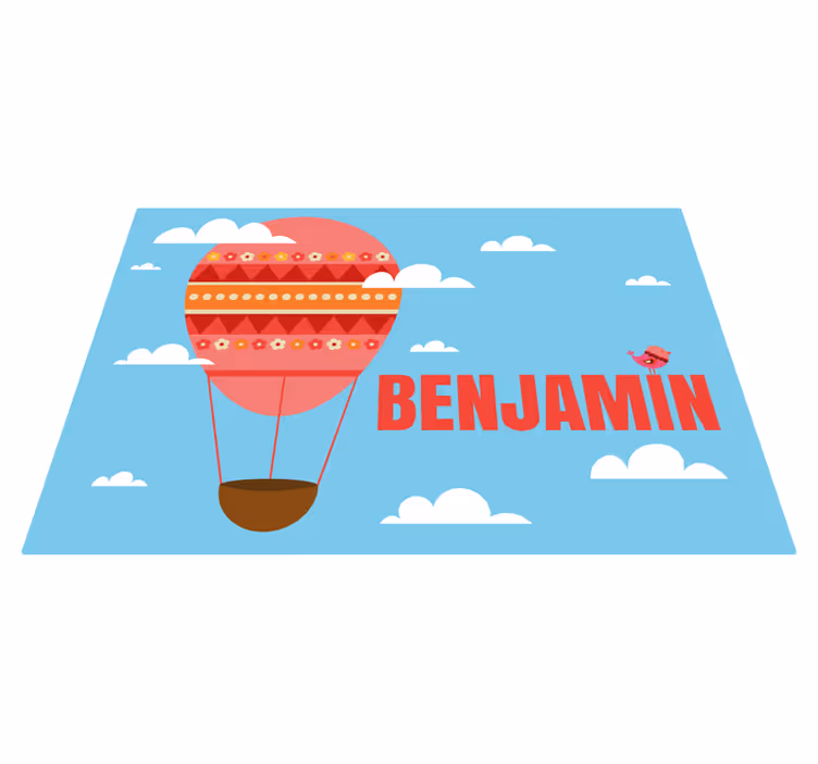 Red air balloon with name kids rug - TenStickers