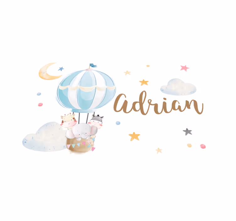 Aerial balloon with name kids rug - TenStickers