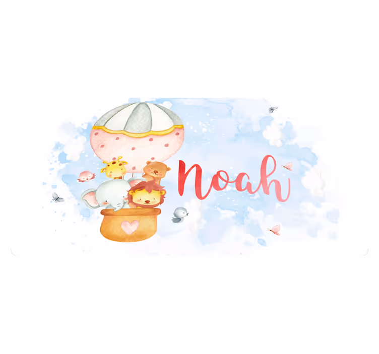 Balloon adventure with name nursery rug - TenStickers