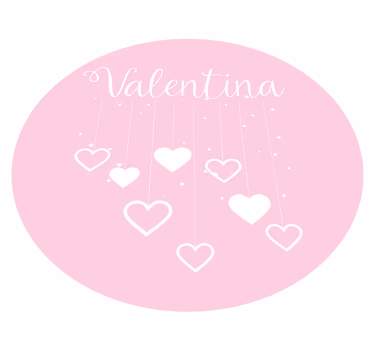 Hanging pink hearts with name kids rug - TenStickers