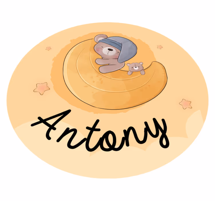 Sleepy bear with name custom floor mat - TenStickers