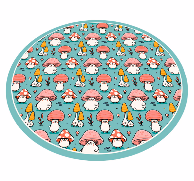 Adorable Mushroom Figures nature rug - TenStickers