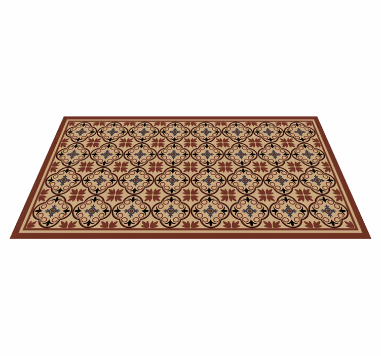 Geometric floral elements mosaic rug - TenStickers