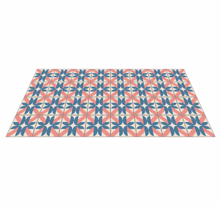 Pink blue geometric pattern tile carpet - TenStickers