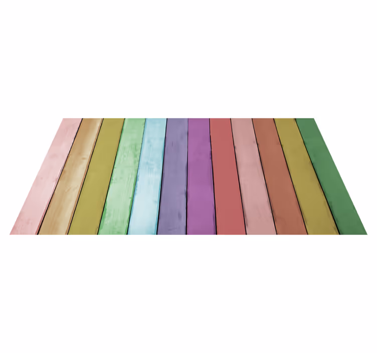 Vibrant rainbow lines wood effect rug - TenStickers