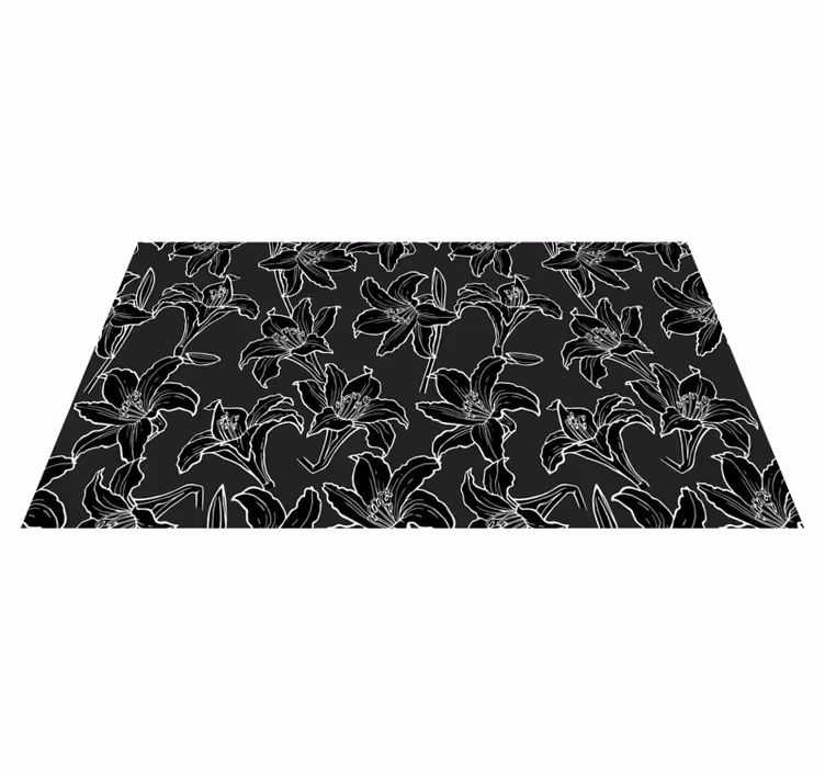 Black Flower Composition floral rug - TenStickers