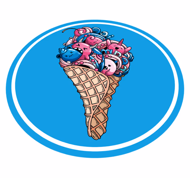 Nice Ice cream graffiti  modern rug - TenStickers