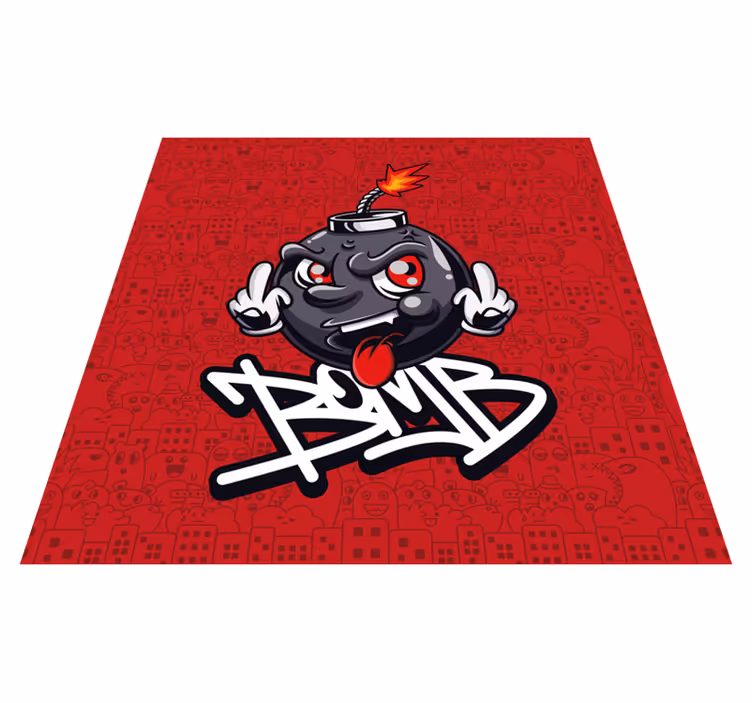 Cartoon Bomb Character teenage bedroom rug - TenStickers