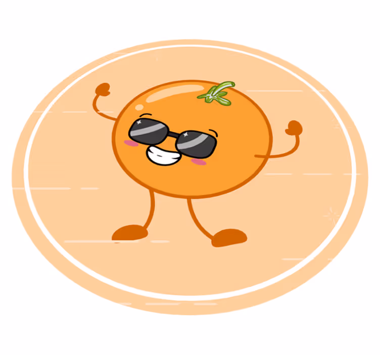 Cheerful Orange Character circular rug - TenStickers