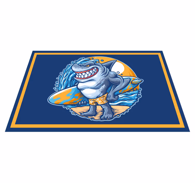 Cheerful Shark Character teenage bedroom rug - TenStickers