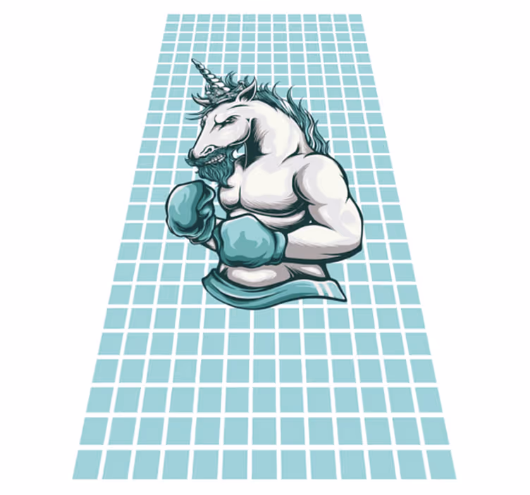 Boxing Unicorn Illustration teenage bedroom rug - TenStickers