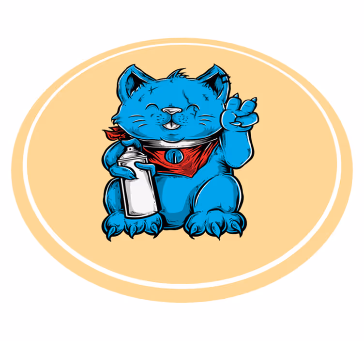 Blue cat with baby bottle animal mat - TenStickers