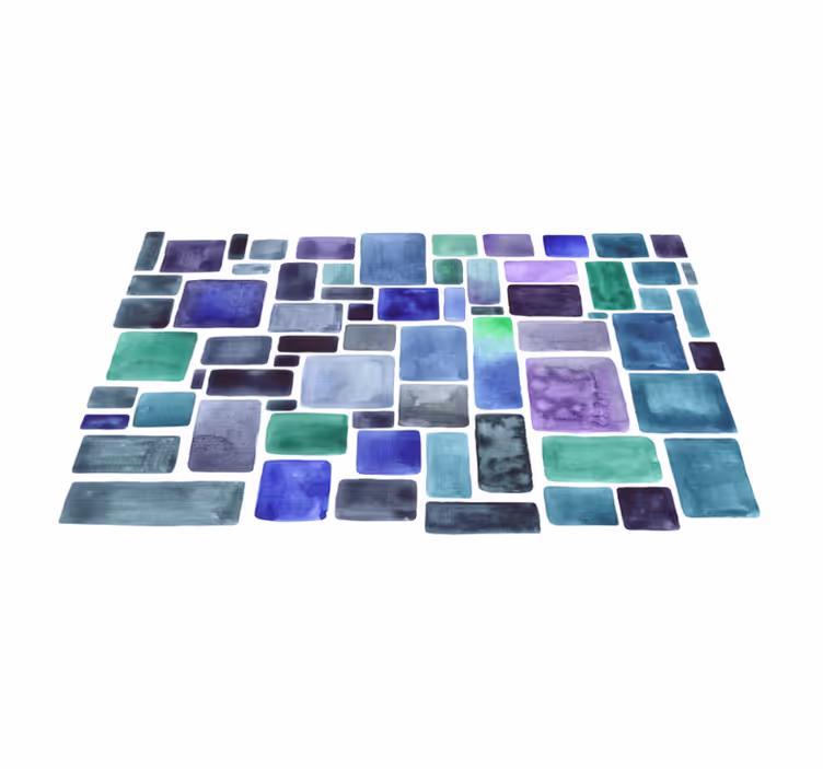 Blue shades block pattern texture rug - TenStickers