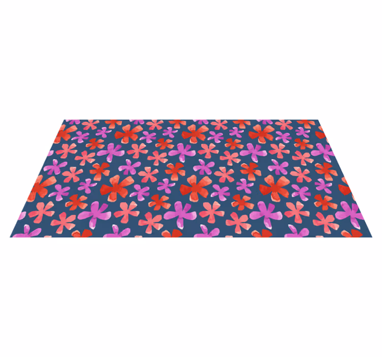 Purple and red patterns floral rug - TenStickers