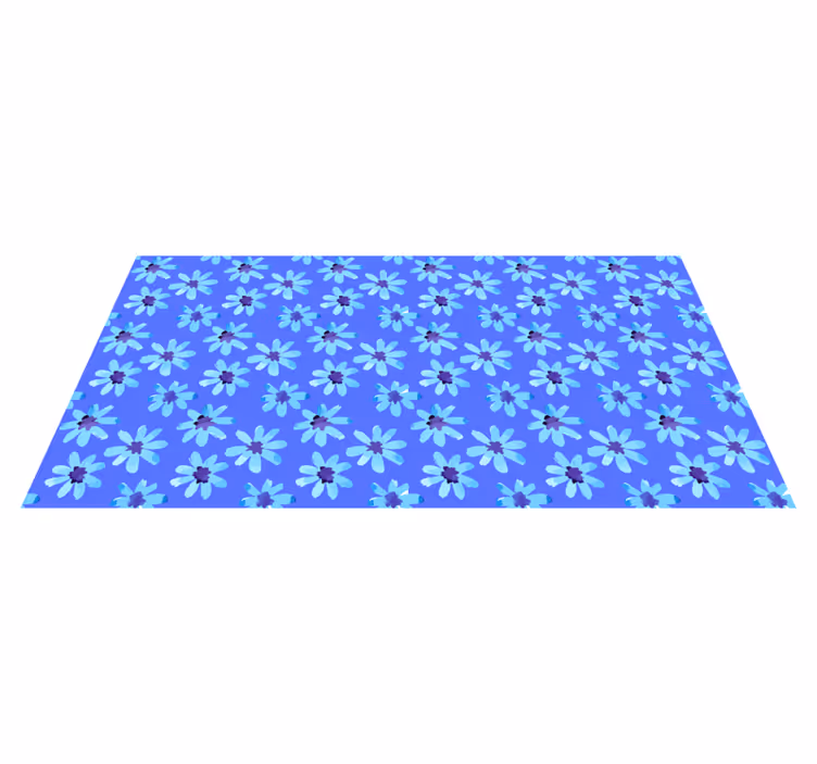 Azure Blossom Emblem floral rug - TenStickers