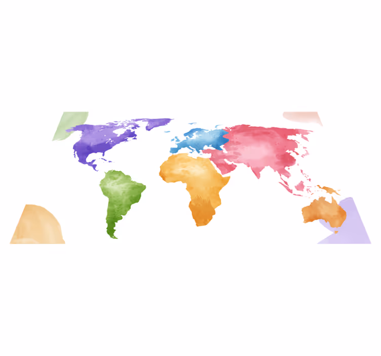 Colorful watercolor worldmap rug - TenStickers