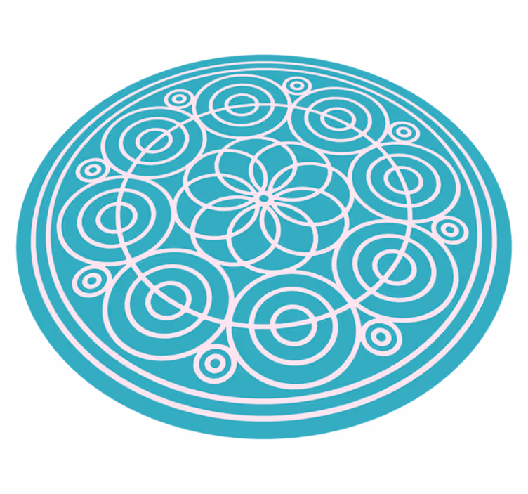 Turquoise Circular Pattern mandala rug - TenStickers