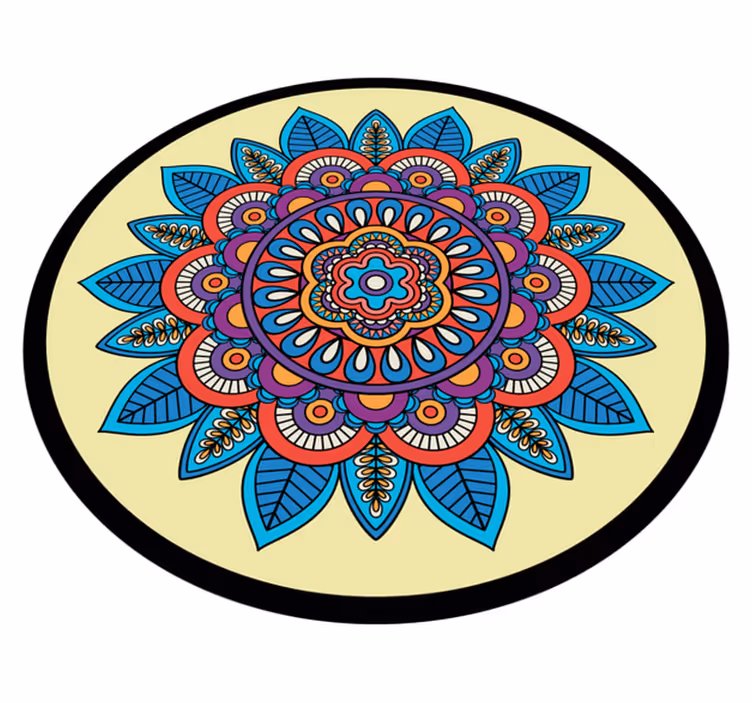 Colorful Circular Motif mandala rug - TenStickers