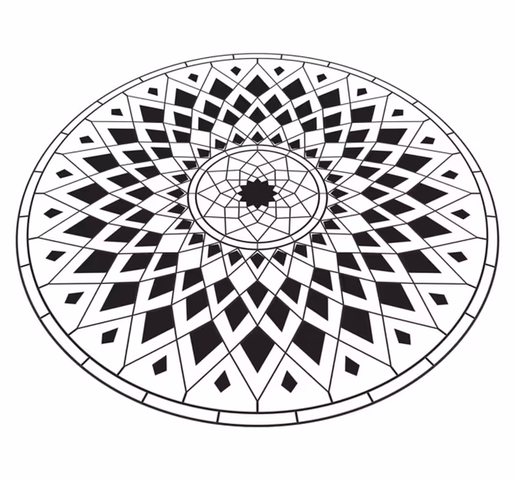 Complex Black Motif mandala rug - TenStickers