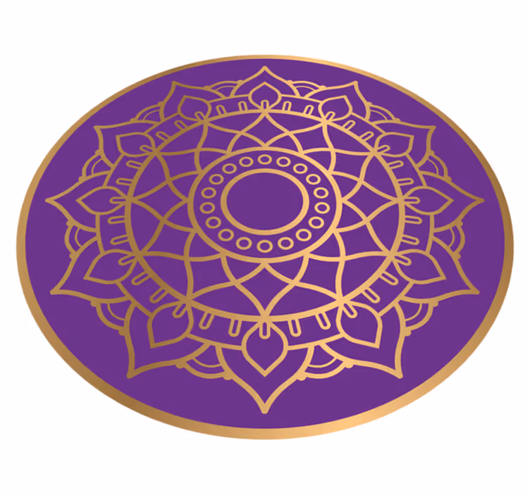 Purple and golden motif mandala rug - TenStickers