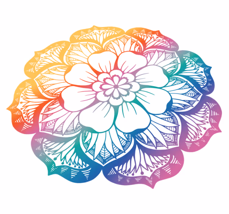 Colorful Floral Motif mandala rug - TenStickers