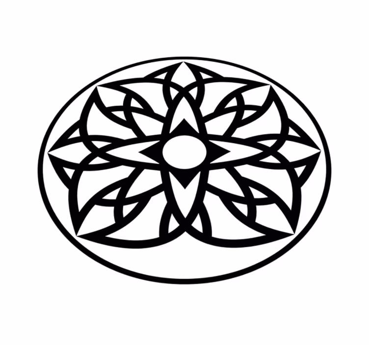 Black and white design mandala rug - TenStickers