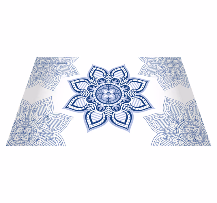 Intricate Blue Floral mandala rug - TenStickers
